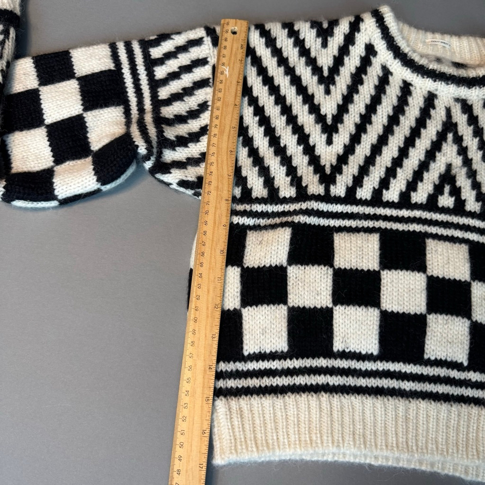 Mother The Itsy Crop Jumper Sweater Black White Alpaca S, NWOT - Picture 5 of 9